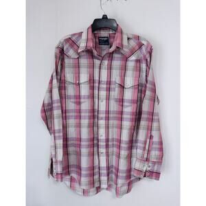 Wrangler Cowboy Cut Shirt in pink, white & purple plaid sz 16-34 western